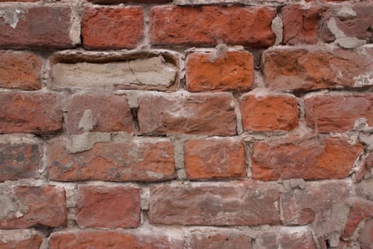 background with aged red bricks, close up