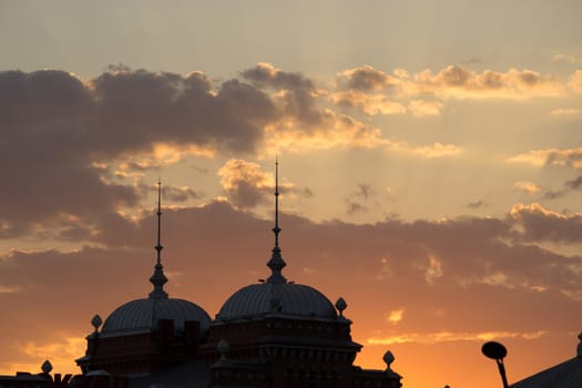 silhouette of a building roof with spire