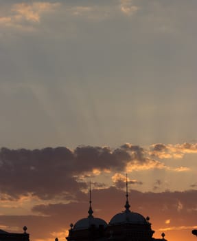 silhouette of a building roof with spire