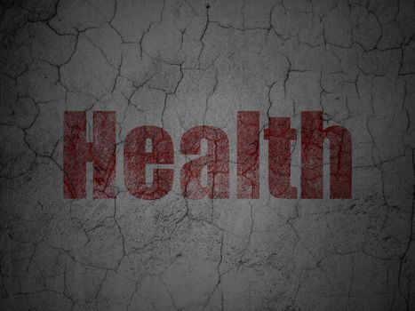 Health concept: Red Health on grunge textured concrete wall background