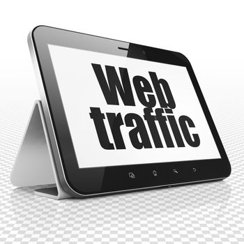 Web development concept: Tablet Computer with black text Web Traffic on display, 3D rendering