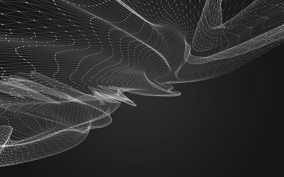 Abstract polygonal space low poly dark background with connecting dots and lines. Connection structure. 3d rendering