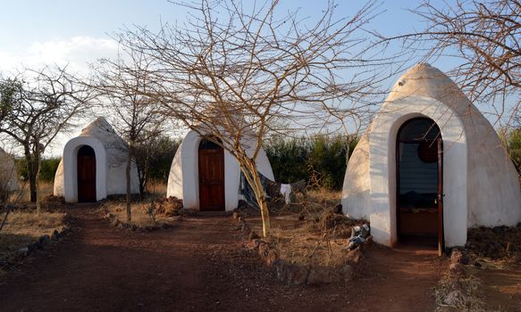 Camp huts hard serving of rooms in a hotel Tanzania