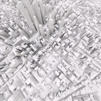 White modern city, aerial view. 3D rendering