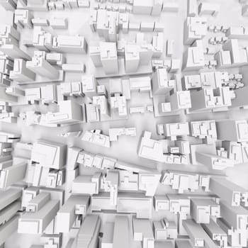 White modern city, aerial view. 3D rendering