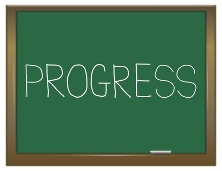 Illustration depicting a green chalkboard with a progress concept.