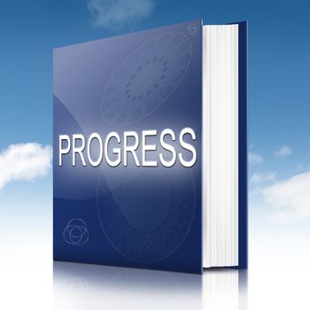 Illustration depicting a text book with a progress concept title. White background.