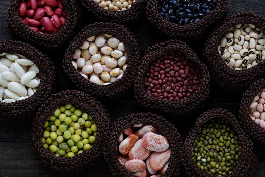 Collection of whole bean, Vietnam agriculture product, various fiber food background,  cereal make reduce cholesterol, prevent cancer, stability blood sugar, increase immune system, make heart health