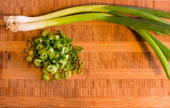 Chopped Scallion on table