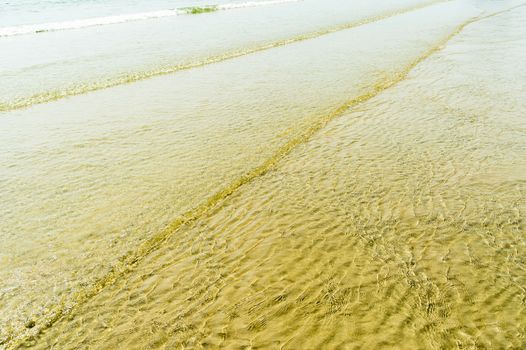 transparent water ripple wave track on beach