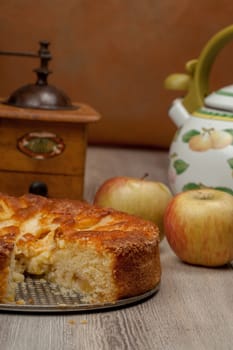 Apple cake and apple fruit