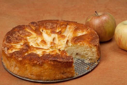 Apple cake and apple fruit