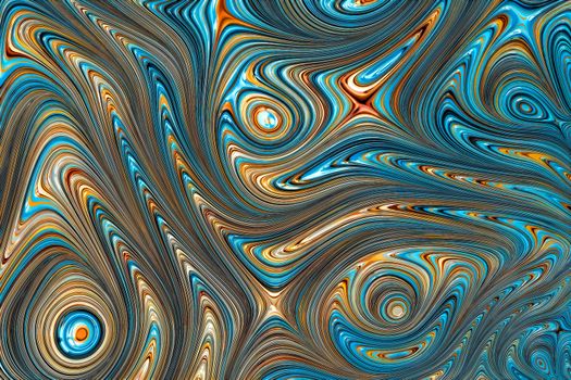 Unusual marble texture - computer-generated image. Fractal geometry: curls and gnarled circles. Digital marbling. For covers, banners, posters.