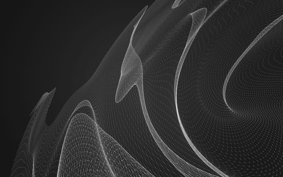 Abstract polygonal space low poly dark background with connecting dots and lines. Connection structure. 3d rendering