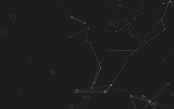 Abstract polygonal space low poly dark background with connecting dots and lines. Connection structure. 3d rendering