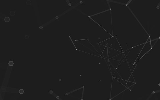 Abstract polygonal space low poly dark background with connecting dots and lines. Connection structure. 3d rendering