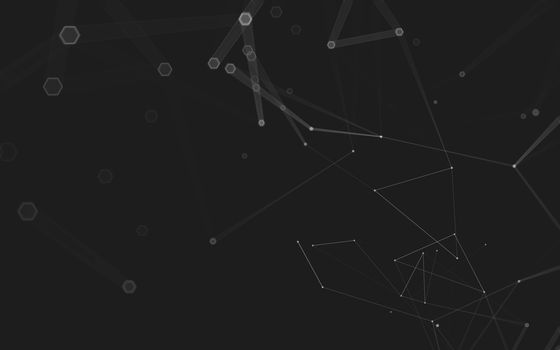 Abstract polygonal space low poly dark background with connecting dots and lines. Connection structure. 3d rendering