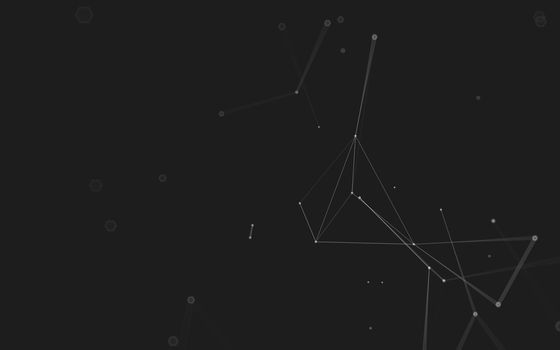 Abstract polygonal space low poly dark background with connecting dots and lines. Connection structure. 3d rendering