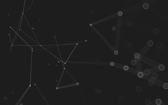 Abstract polygonal space low poly dark background with connecting dots and lines. Connection structure. 3d rendering