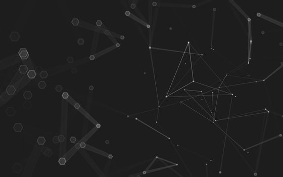 Abstract polygonal space low poly dark background with connecting dots and lines. Connection structure. 3d rendering