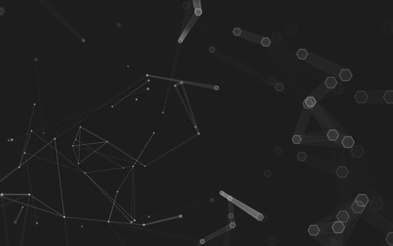 Abstract polygonal space low poly dark background with connecting dots and lines. Connection structure. 3d rendering