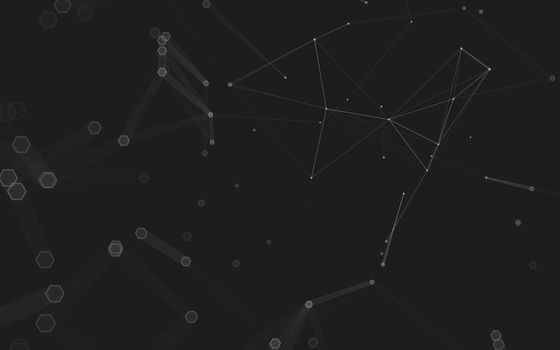 Abstract polygonal space low poly dark background with connecting dots and lines. Connection structure. 3d rendering