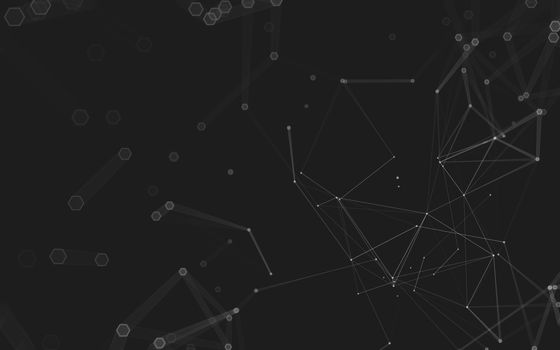 Abstract polygonal space low poly dark background with connecting dots and lines. Connection structure. 3d rendering