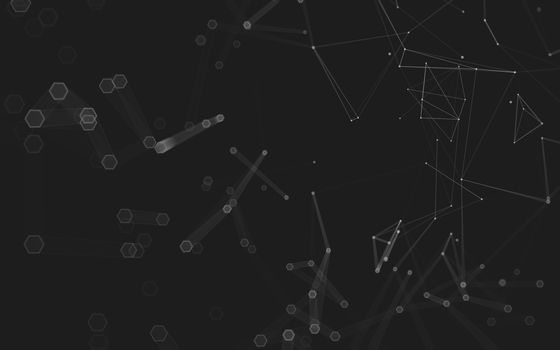 Abstract polygonal space low poly dark background with connecting dots and lines. Connection structure. 3d rendering