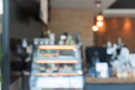 Abstract blur coffee shop interior for background, stock photo