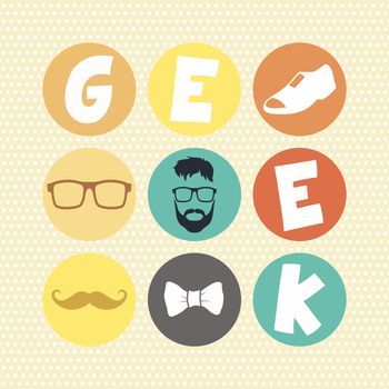 hipster retro geek theme vector art illustration