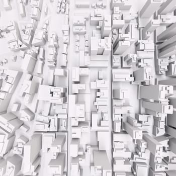 White modern city, aerial view. 3D rendering