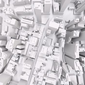 White modern city, aerial view. 3D rendering