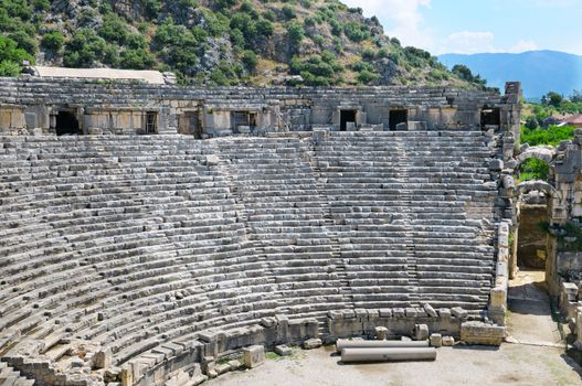 Antique theater, side view of Demre, Turkey