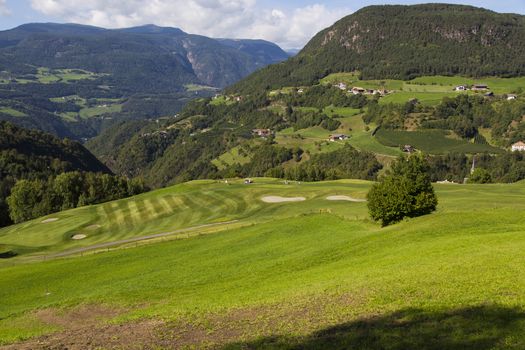 Top view of a golf course in Sud Tirol