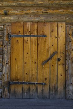 Front view of a  door of a hut in Sudtirol