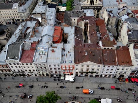Old europe town or city view - Panorama for travel or tourism. Lvov.