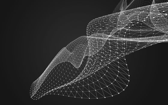 Abstract polygonal space low poly dark background with connecting dots and lines. Connection structure. 3d rendering