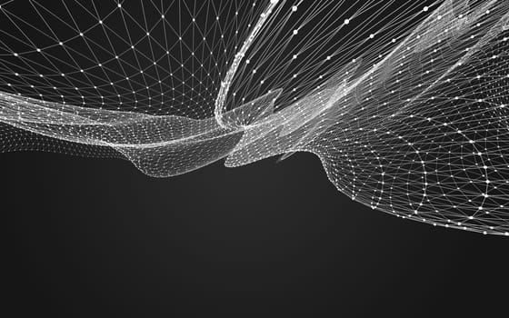 Abstract polygonal space low poly dark background with connecting dots and lines. Connection structure. 3d rendering