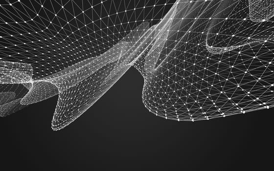 Abstract polygonal space low poly dark background with connecting dots and lines. Connection structure. 3d rendering