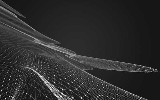 Abstract polygonal space low poly dark background with connecting dots and lines. Connection structure. 3d rendering