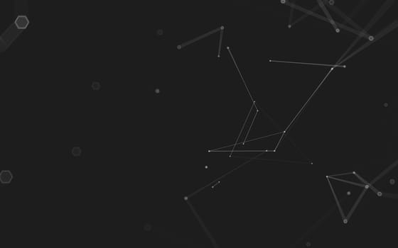 Abstract polygonal space low poly dark background with connecting dots and lines. Connection structure. 3d rendering