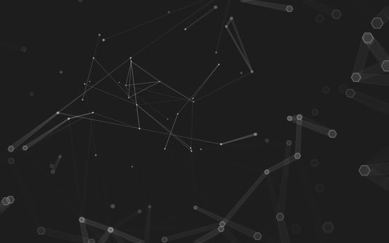 Abstract polygonal space low poly dark background with connecting dots and lines. Connection structure. 3d rendering