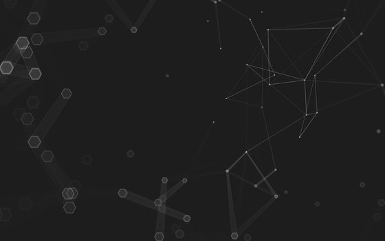 Abstract polygonal space low poly dark background with connecting dots and lines. Connection structure. 3d rendering