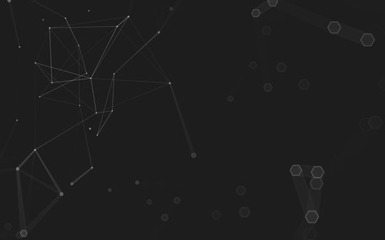 Abstract polygonal space low poly dark background with connecting dots and lines. Connection structure. 3d rendering