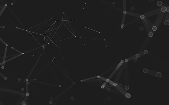 Abstract polygonal space low poly dark background with connecting dots and lines. Connection structure. 3d rendering