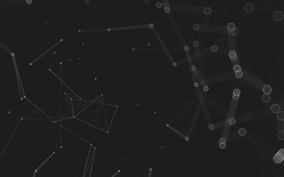 Abstract polygonal space low poly dark background with connecting dots and lines. Connection structure. 3d rendering