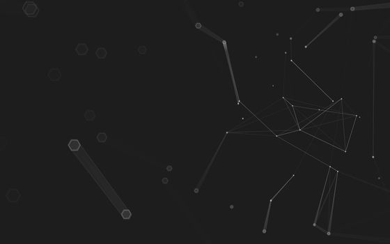 Abstract polygonal space low poly dark background with connecting dots and lines. Connection structure. 3d rendering