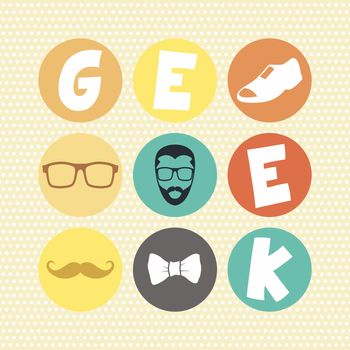 hipster retro geek theme vector art illustration