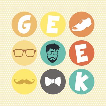 hipster retro geek theme vector art illustration