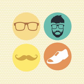 hipster retro geek theme vector art illustration